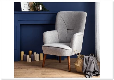 Кресло BISHOP  Halmar (светло-серый/орех)