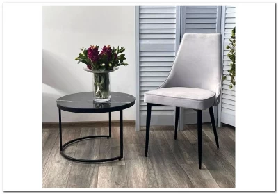 Стул NEPAL-P СВЕТЛО-СЕРЫЙ BM-4, велюр/ черный каркас