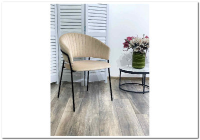 Стул ГЕММА цвет бежевый #H06 велюр / черный каркас