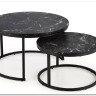 Комплект Halmar JAVA, 2 стола журнальных (черный мрамор/черный)