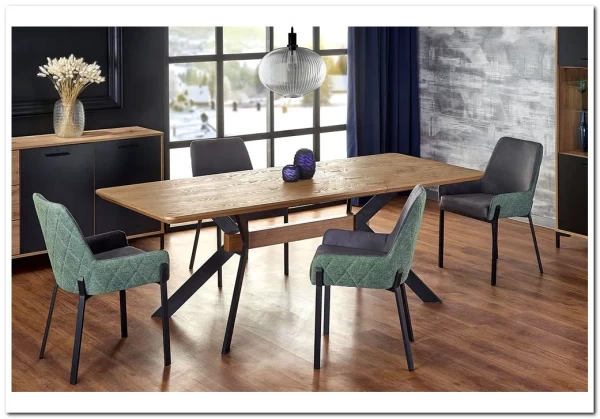 Стол обеденный Halmar BACARDI раскладной (дуб натуральный/черный)