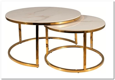 Комплект Signal PORTAFINO A, 2 стола журнальных (белый/золотой)