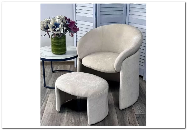 Кресло+оттоманка HUG AT5139-09 Св. бежевый, ткань/каркас металл в обивке AT5139-09 ®DISAUR