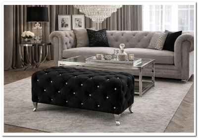 Пуф Signal HESTIA Velvet Bluvel 19 черный/серебряный 100/46/50