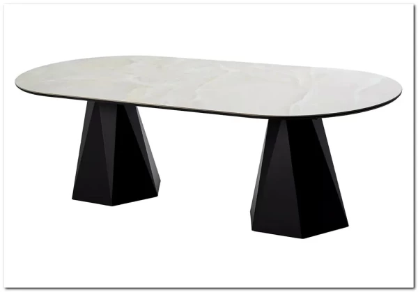 Стол ОРФЕЙ 240 нераскладной цвет ОНИКС (ONYX SABLE PULIDO), керамика / Черный каркас