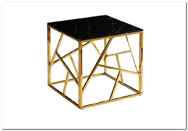 Стол журнальный Signal ESCADA B II (эффект черного мрамора/золотой)