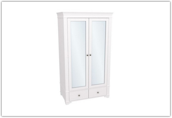 Шкаф 2х дверный с зеркальными дверями  Бейли (массив)