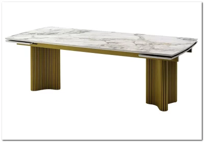 Стол АДАЖИО-2 240 (320) см ARCTIC OCEAN, керамика / Золотой каркас